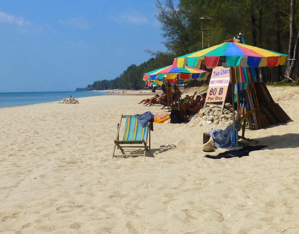 Beach Umbrellas on Phra Ae Beach in Ko Lanta, Thailand